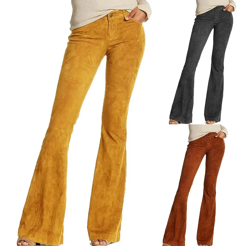 Винтажные Женские повседневные однотонные широкие брюки с высокой талией в