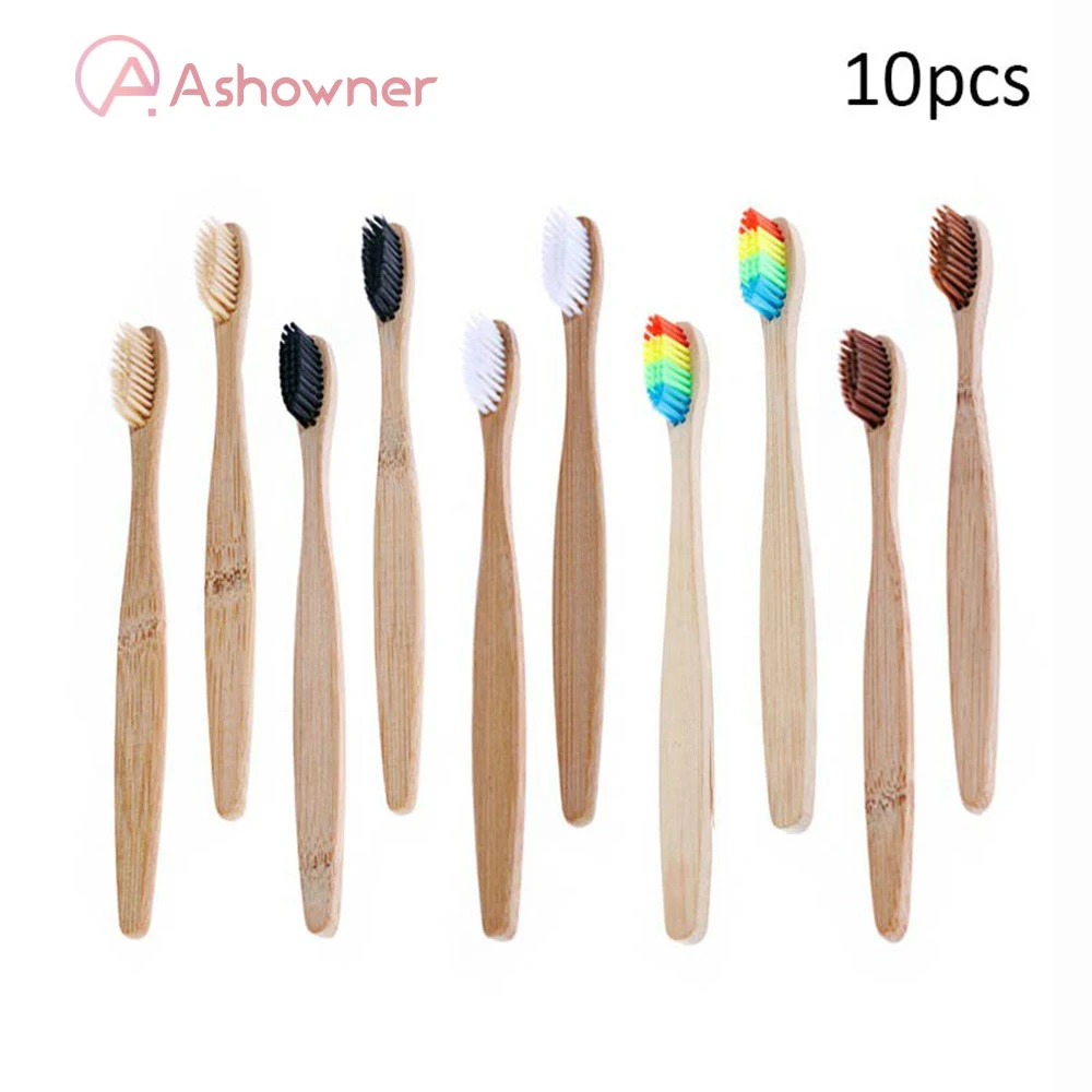 

Natural Bamboo Handle Toothbrush Rainbow Colorful Soft Bristles Teeth Whitening Tooth Brush Bamboo Toothbrush Oral Care