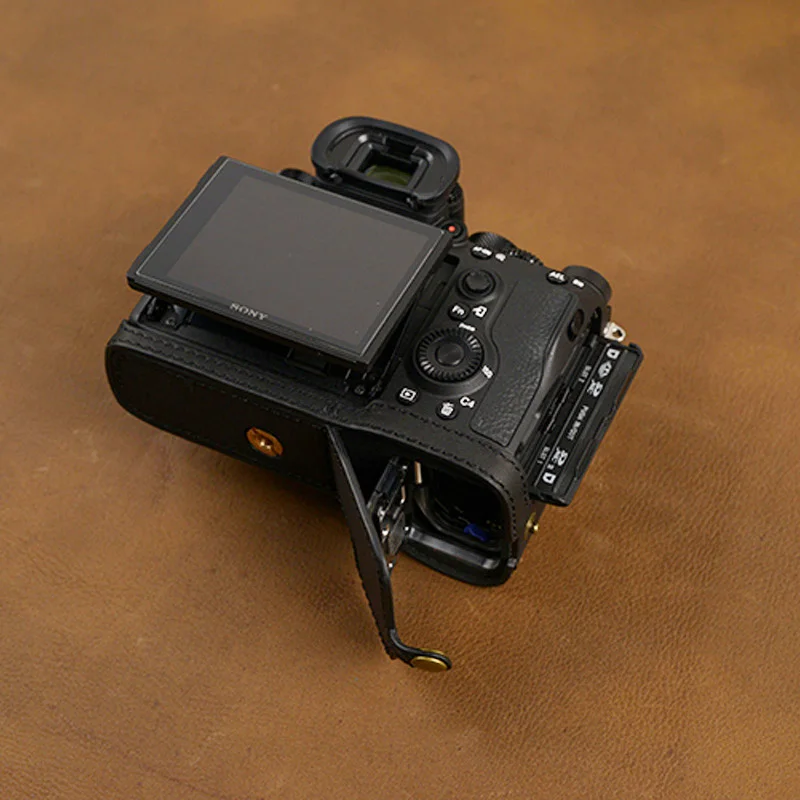 AYdgcam ручной работы из натуральной кожи чехол для камеры половина сумка для sony A7R4 A7 IV A7 Mark IV Ретро винтажный нижний чехол