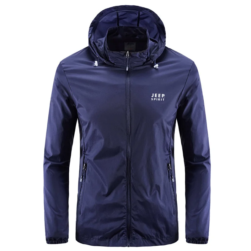 Мужская Легкая ветровка с капюшоном летняя воздухопроницаемая защитой от солнца