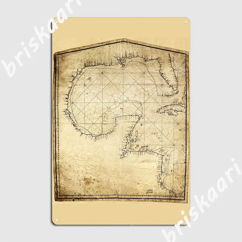 

Карта Мексиканского залива, 1730, металлический знак, таблички, Забавный паб, фотография, домашние жестяные плакаты