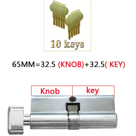 Дверной цилиндр 65, 70, 75, 80, 85, 90, 100 мм, медный замок, безопасная дверная ручка, латунь, 10 ключей, антипригарный цилиндр из нержавеющей стали
