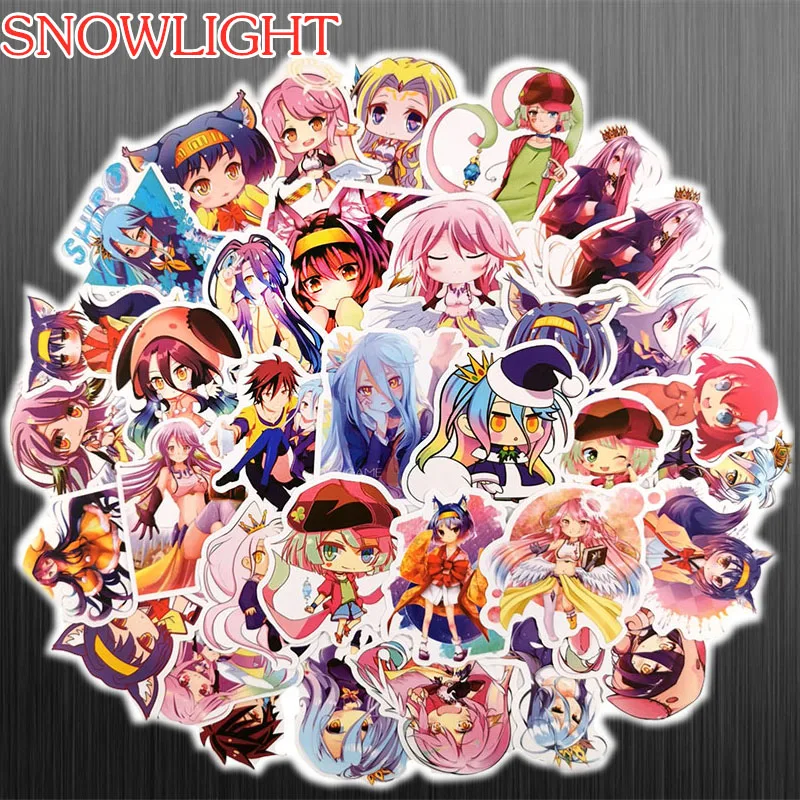 10/50 pcs/pack Japanese Anime NO GAME NO LIFE Waterproof Stickers For Skateboards Laptop Luggage Children