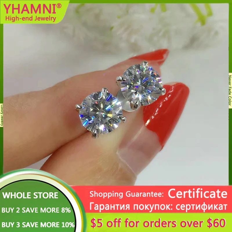 

With Certificate Natural Zirconia Gemstone Stud Earrings For Women 925 Sterling Silver Jewelry Gift Wedding oorbel Accessories