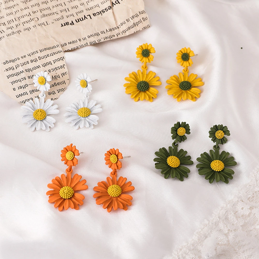 

shangzhihua South Korea fresh Daisy earring temperament Hyun style earrings fashion earrings ladies jewelry