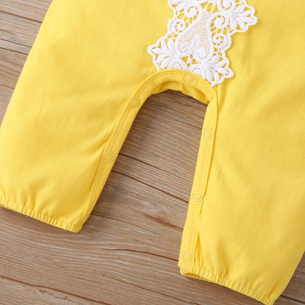 

Newborn Infant Baby Girls Fashion Lace Patchwork Romper + Hat Outfits Toddler Girl Long Sleeve Jumpsuit