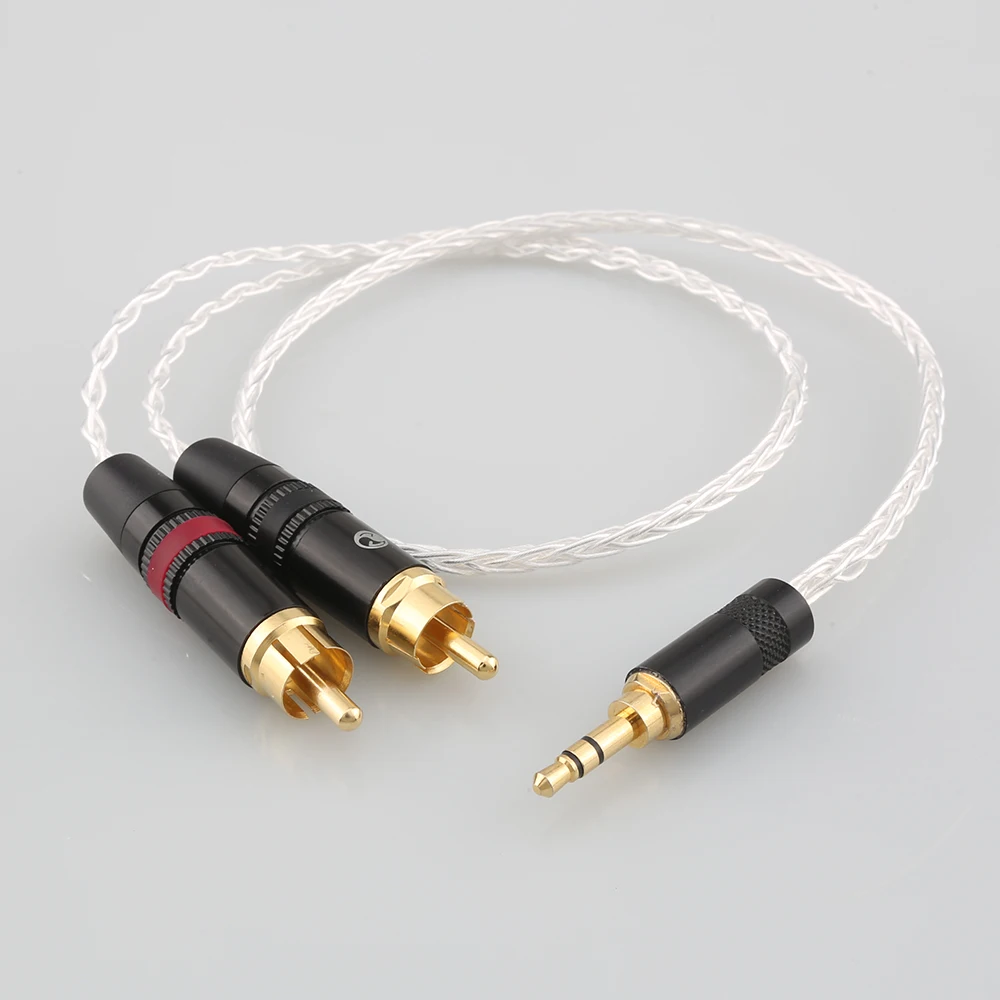 Новый аудио кабель Audiocrast 3 5 мм стерео к 2 RCA папа 8-ядерный 7N OCC медный посеребренный