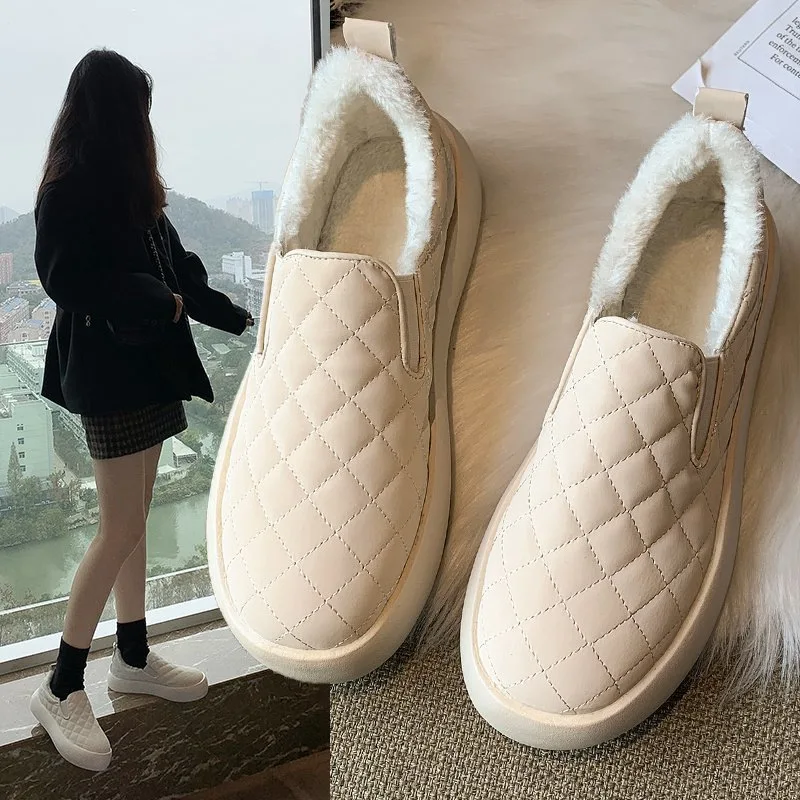 

Winter Shoes Women's Slip-on Casual Shoes 2021 New Warm Flats Round Toe Fashion Loafers Women Platform Shoes Zapatos De Mujer