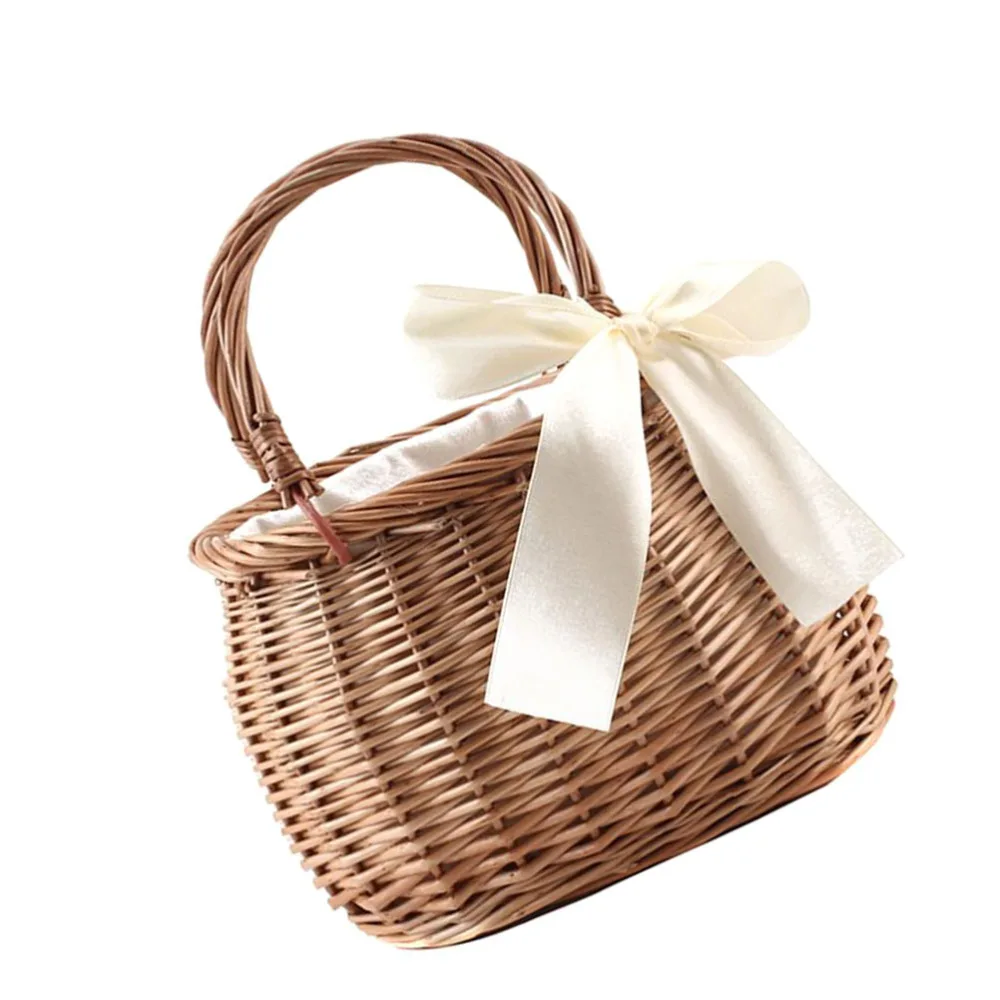 

1pc Oval Basket Rattan Woven Basket Organizer Handheld Storage Bin