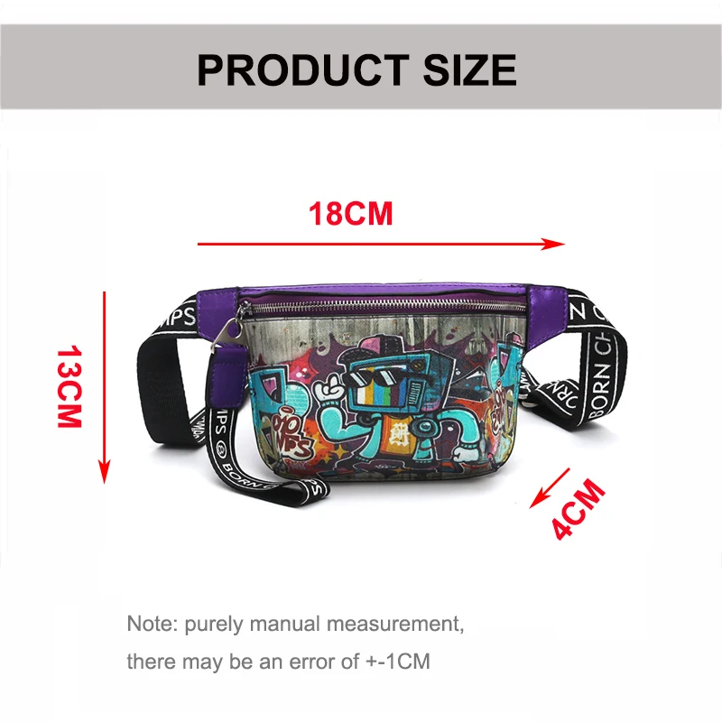 Fanny Pack Women Waist Bag Leather Crossbody Belt Shoulder Bags Waist Packs Girls Waterproof Street Sport Cartoon Chest Bag N88
