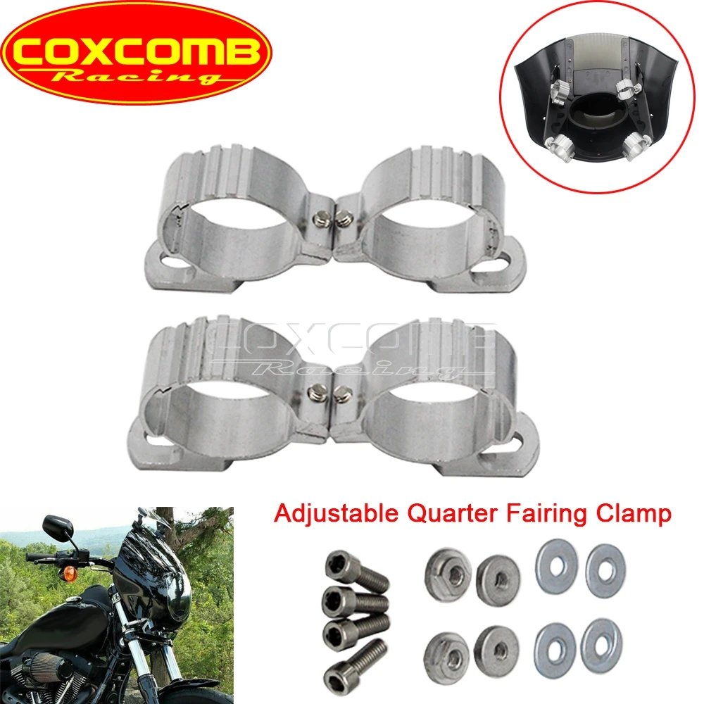 

35-50mm 45mm 49mm Motorcycle Adjustable Windscreen Headlight Fairing Forks Clamps Mount Kit for Harley Sportster Dyna Chopper