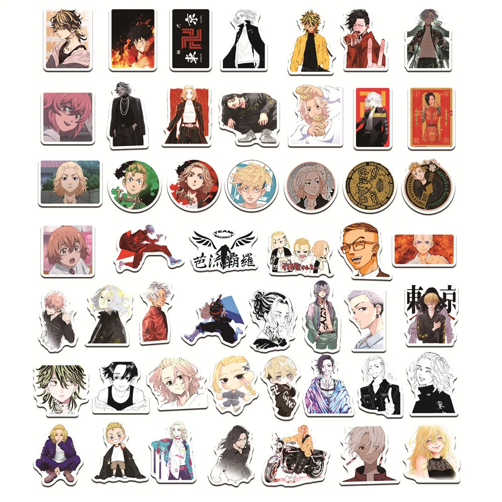10/30/50 Uds Anime Tokyo vengadores pegatinas de dibujos animados port&aacute;til monopat&iacute;n tel&eacute;fono m&oacute;vil Graffiti de regalo de PVC de juguete etiqueta engomada impermeable Wholesa-4