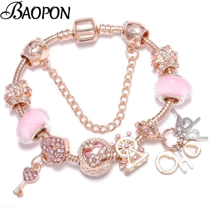 Романтический брелок и замок браслет с счастливым колесо обозрения бусы из