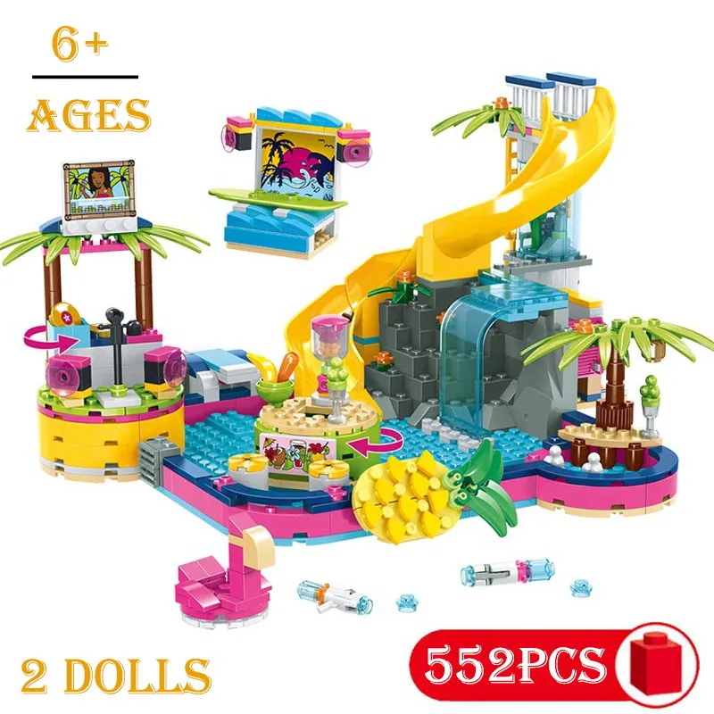 552 шт. серия для девочек вечерние блоки бассейна совместимые с Heartlake City Friend Series