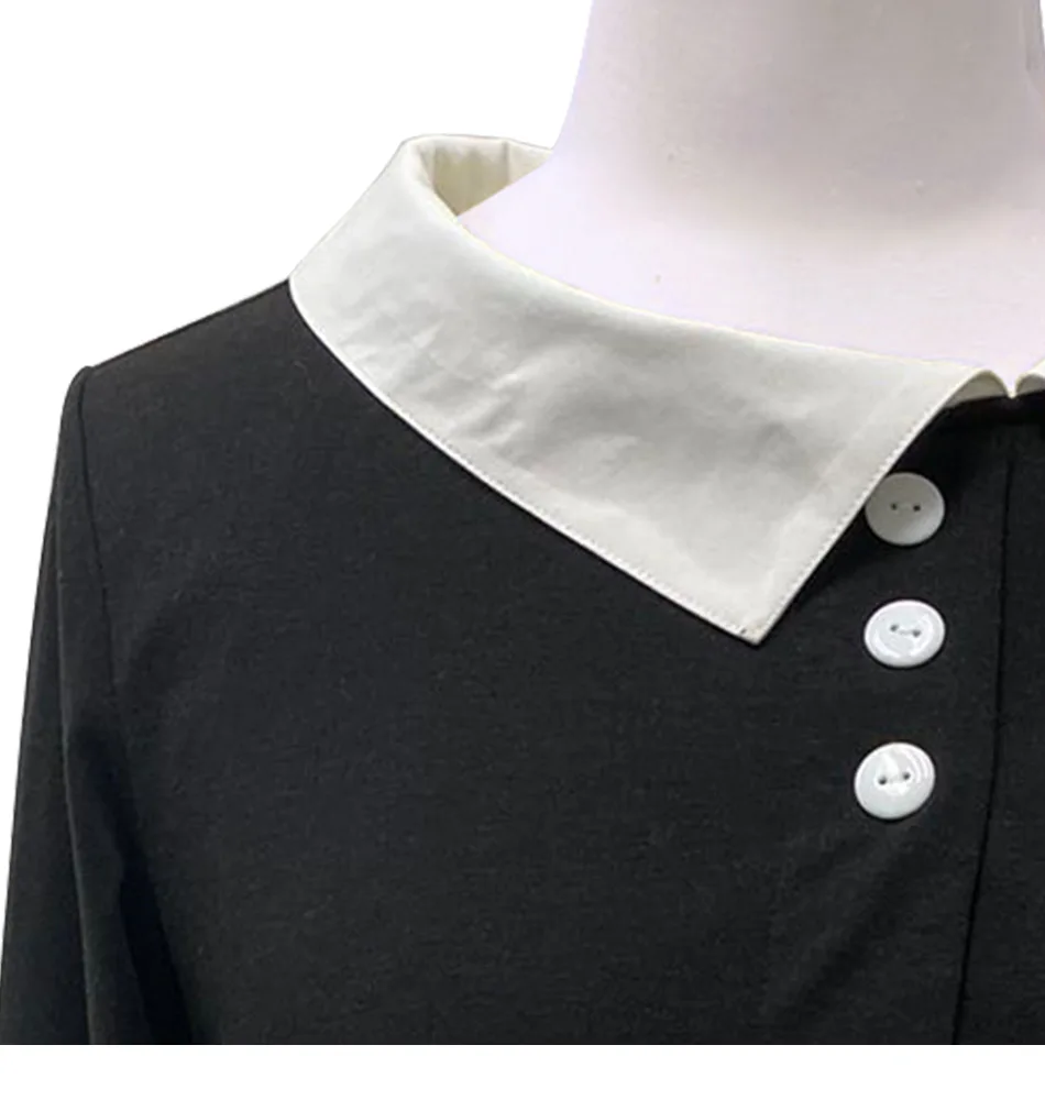 

Fashion Hedging Contrast Color Stitching Lapel Office Women's Shirt Autumn Product Mid-Sleeve Fake Two-Piece Women Shirt Top