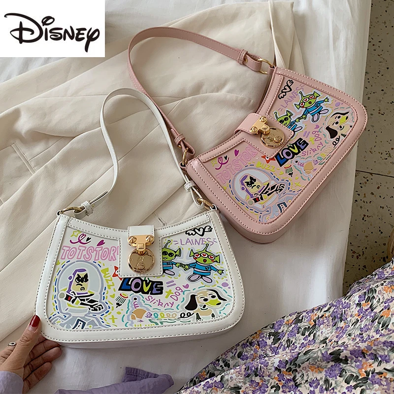 

Disney New Ladies Shoulder Bag Ins Cute Cartoon Image Casual Pu Buckle Zipper Durable Multifunctional Luxury Ladies Handbag