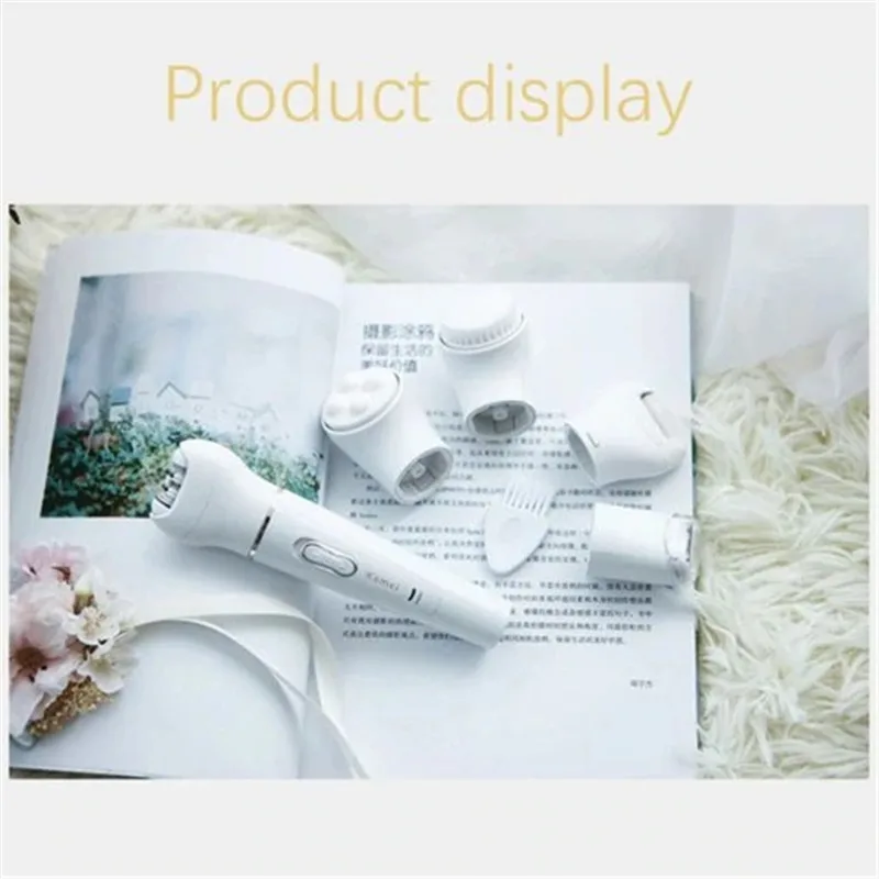 Kemei 5 In 1 Electric Epilator Lady's Painless Hair Shaver Portable Lady Eyebrow Body Nose Bikini Trimmer | Бытовая техника