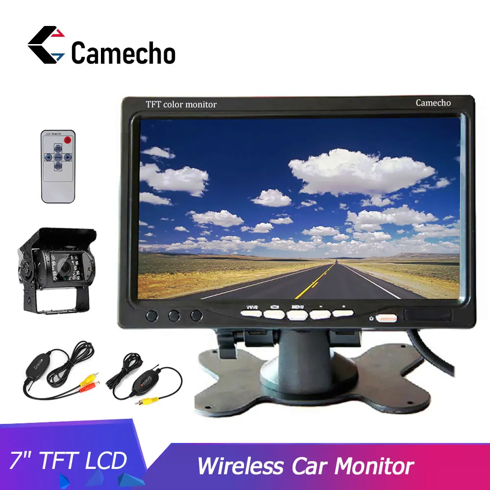 Camecho 7 ''HD TFT ЖК-экран Беспроводная Автомобильная камера заднего вида монитор подголовник Автомобильный монитор для грузовика ВАН КАРАВАН трейлеры Кемперы