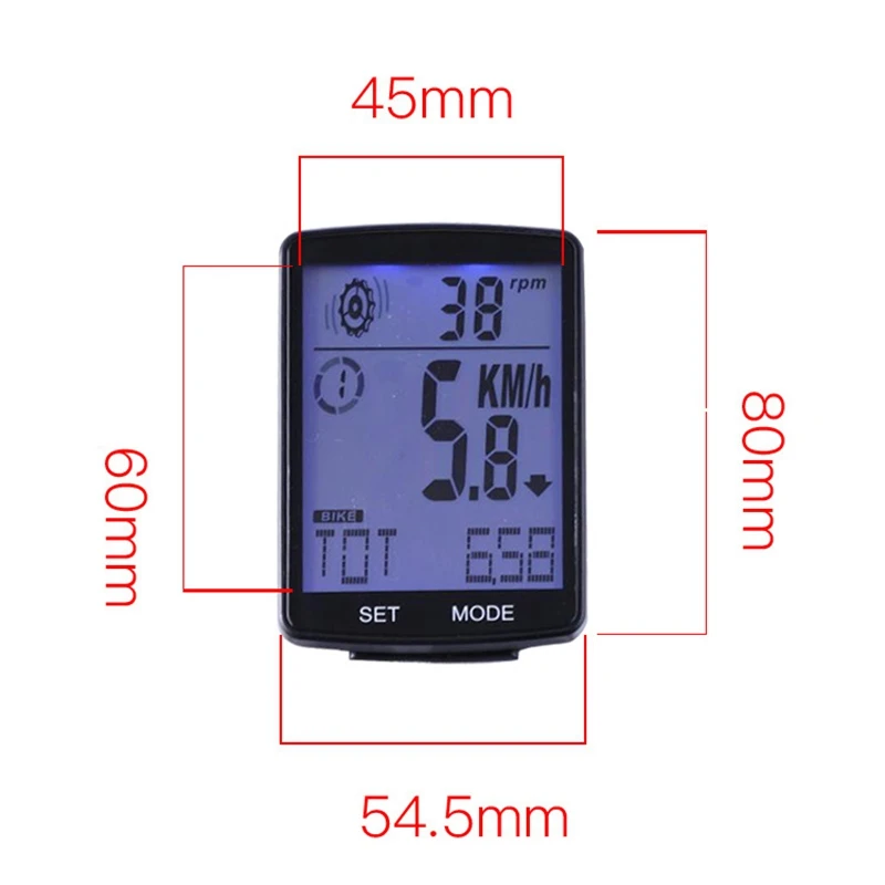 

Bike Computer Multi Function Wireless Bike Speedometer Odometer Cycling Accessories with LCD Display