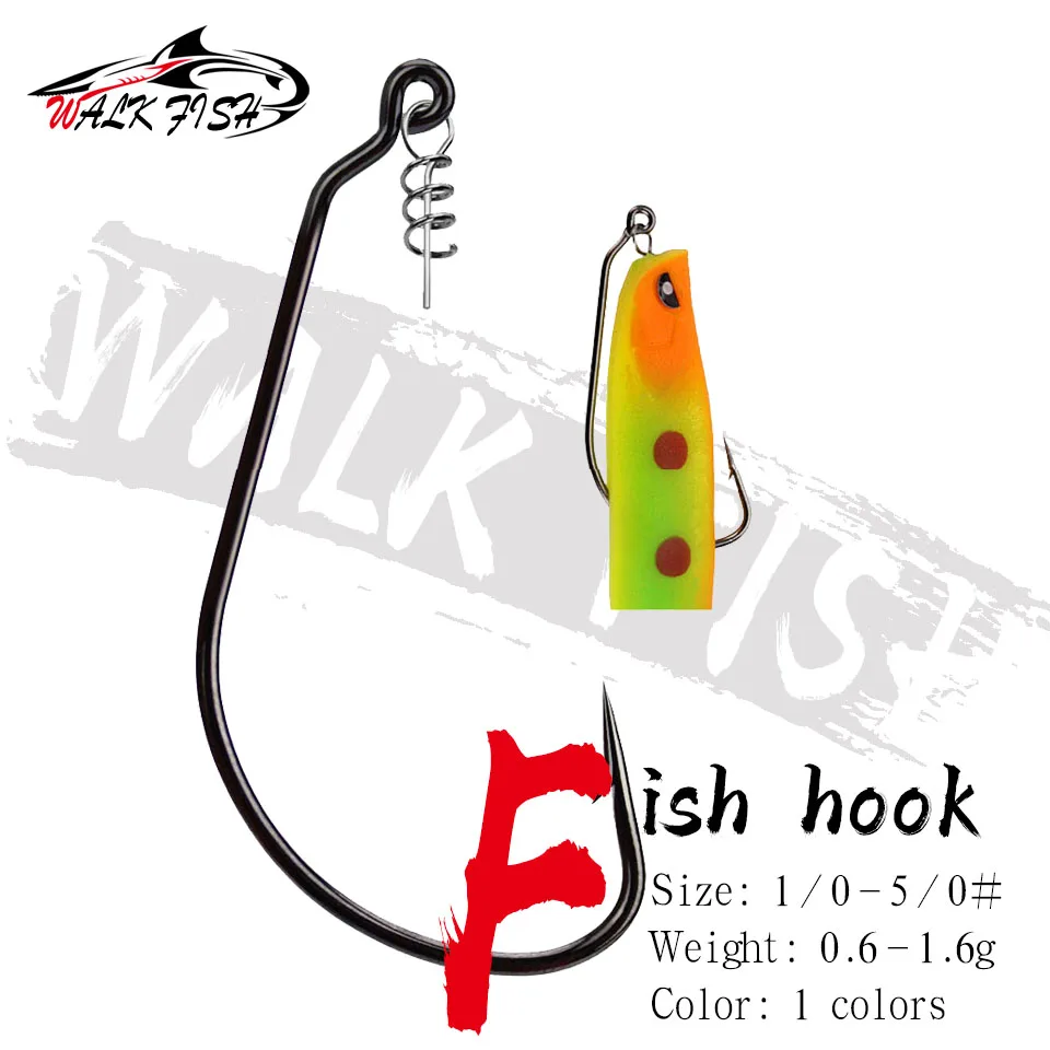

WALK FISH 20PCS Twist Lock Fishing Hooks Worm Hooks Kit with Centering Pin for Soft Lure Baits 5 Sizes