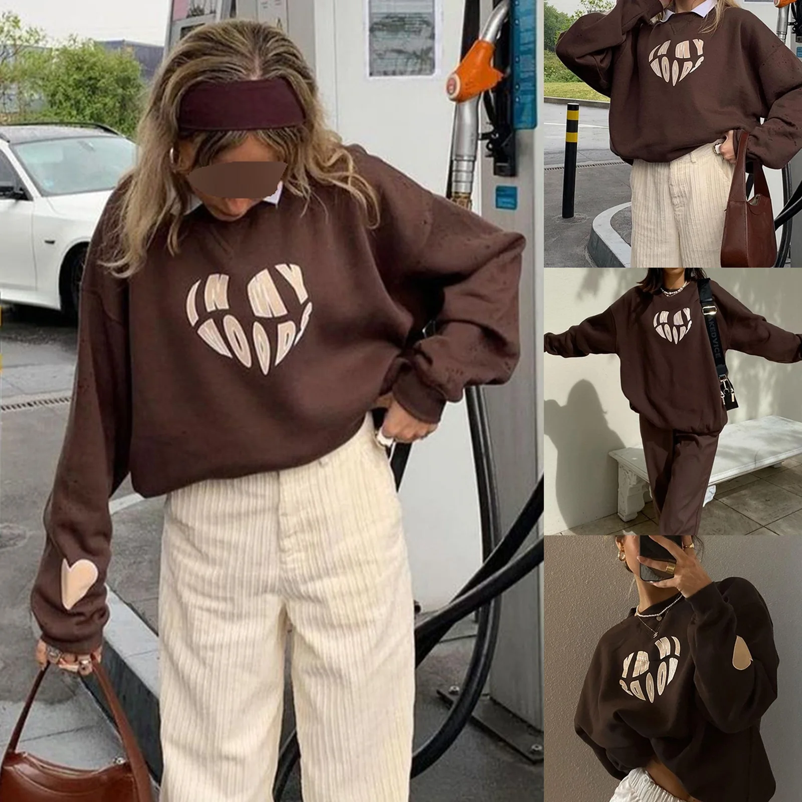 

y2k Sweatshirts Letter Heart Printing Women Sweatshirts Harajuku Long Sleeve O Neck Loose Kawaii Tops Pullovers Casual Tees