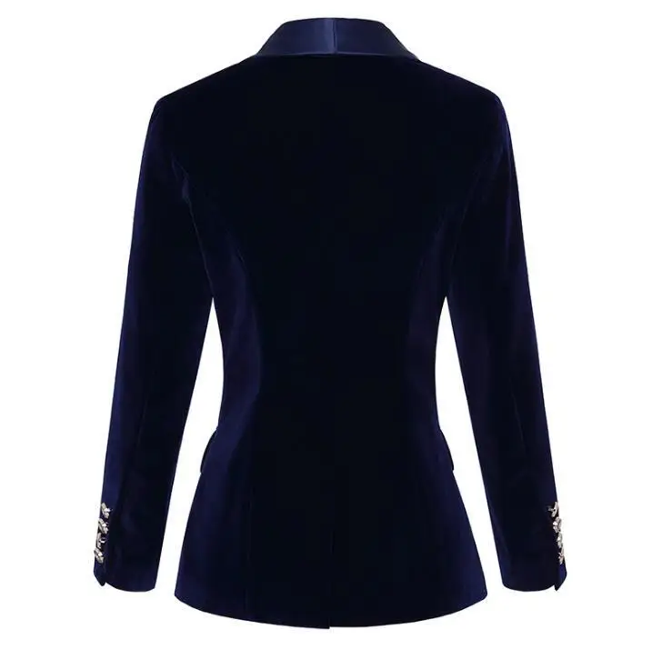 

Blazers Women Elegant Vintage Mujer Femme Suit Jacket Coat Blue Black Velvet Blazer Lady 2020 Autumn Winter Outwear Tops