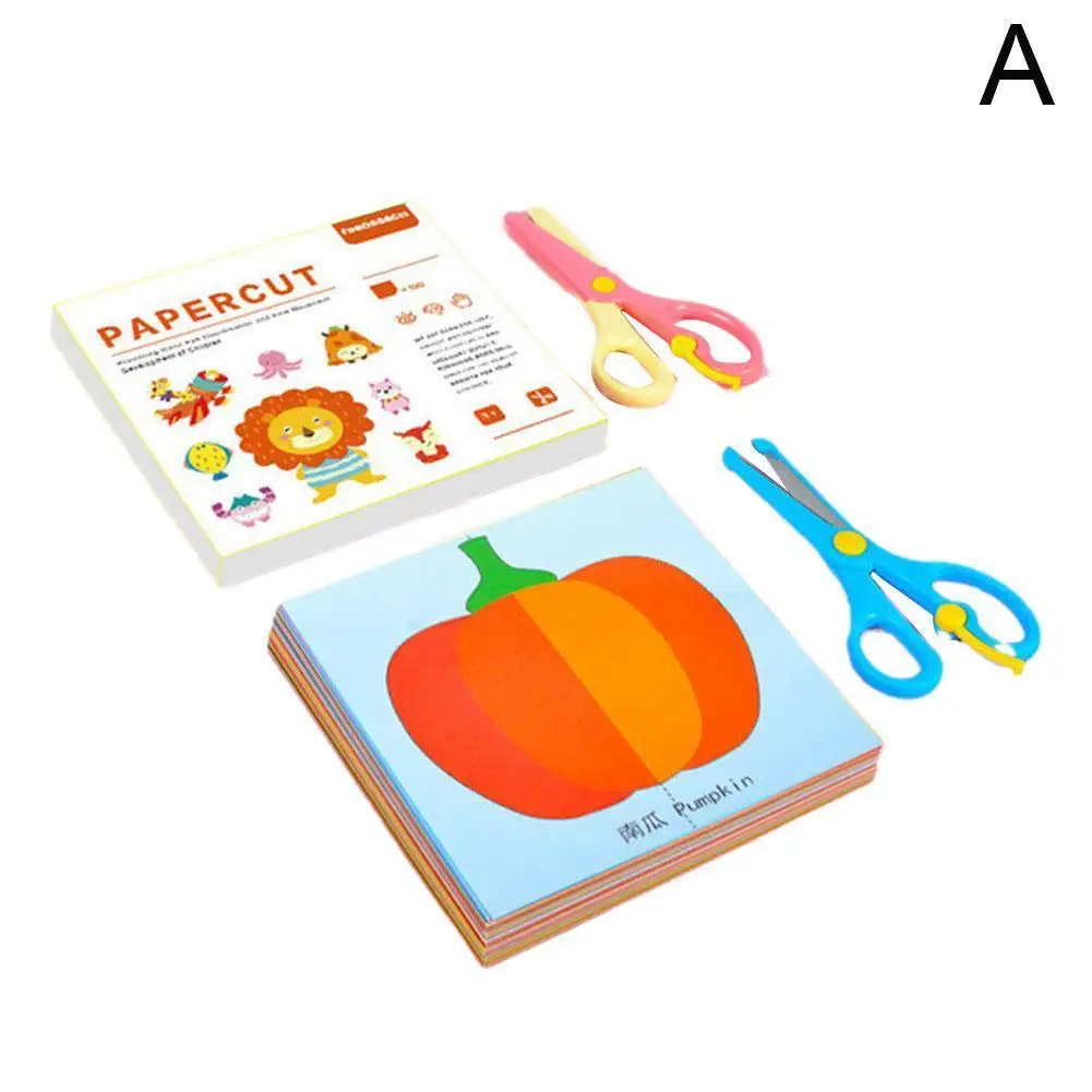 

100Pcs/set Cartoon Colorful Paper Folding And Cutting Toys Children Animal Book Art Craft Handmade DIY Education Kids Toy Gift