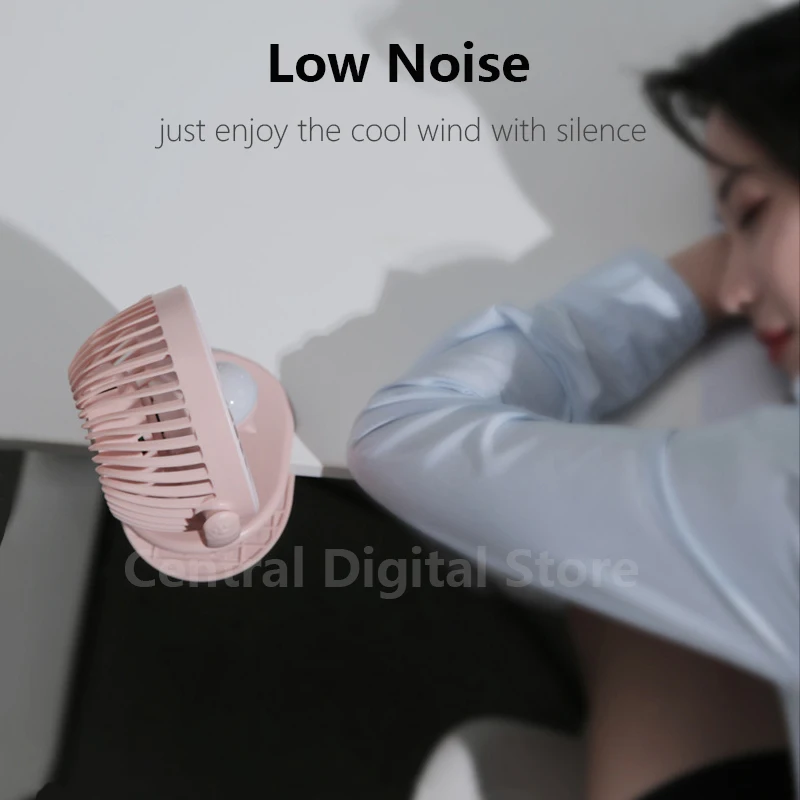 Портативный бесшумный мини вентилятор с зажимом милый DC 5V перезаряжаемый