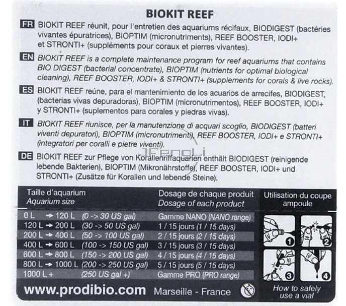 PRODIBIO BioKit Reef 30 viales Bio Digest BIOPTIM IODI + BOOSTER 6 en 1 para tanque marino, Programa de Cuidado de acuario-2