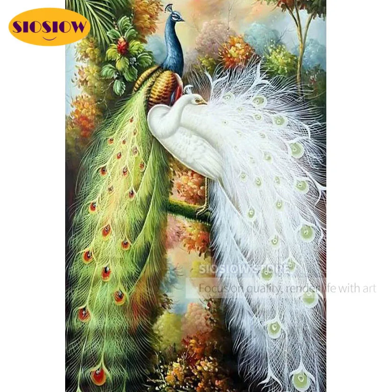 Full Drill 5d Diy Diamond Painting Crystal Blue White Peacock Animals Cross Stitch Kits 3D Chinese Mosaic Embroidery Decor Home | Дом и сад