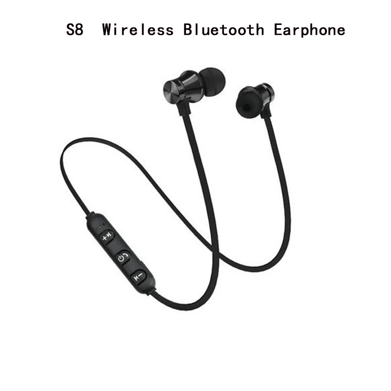 Bluetooth Earphone S8 беспроводные магнитные Bluetooth наушники Беспроводные спортивные наушники стерео Бас Наушники для прослушивания музыки с микрофоном гарнитура для xiaomi iphone - Цвет: Bluetooth Earphone