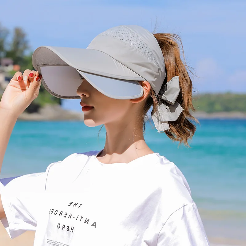 

New Summer Woman's Sun Hat Scalable Brim Empty Top Baseball Cap UV Protection Beach Sun Visor Hats for Women