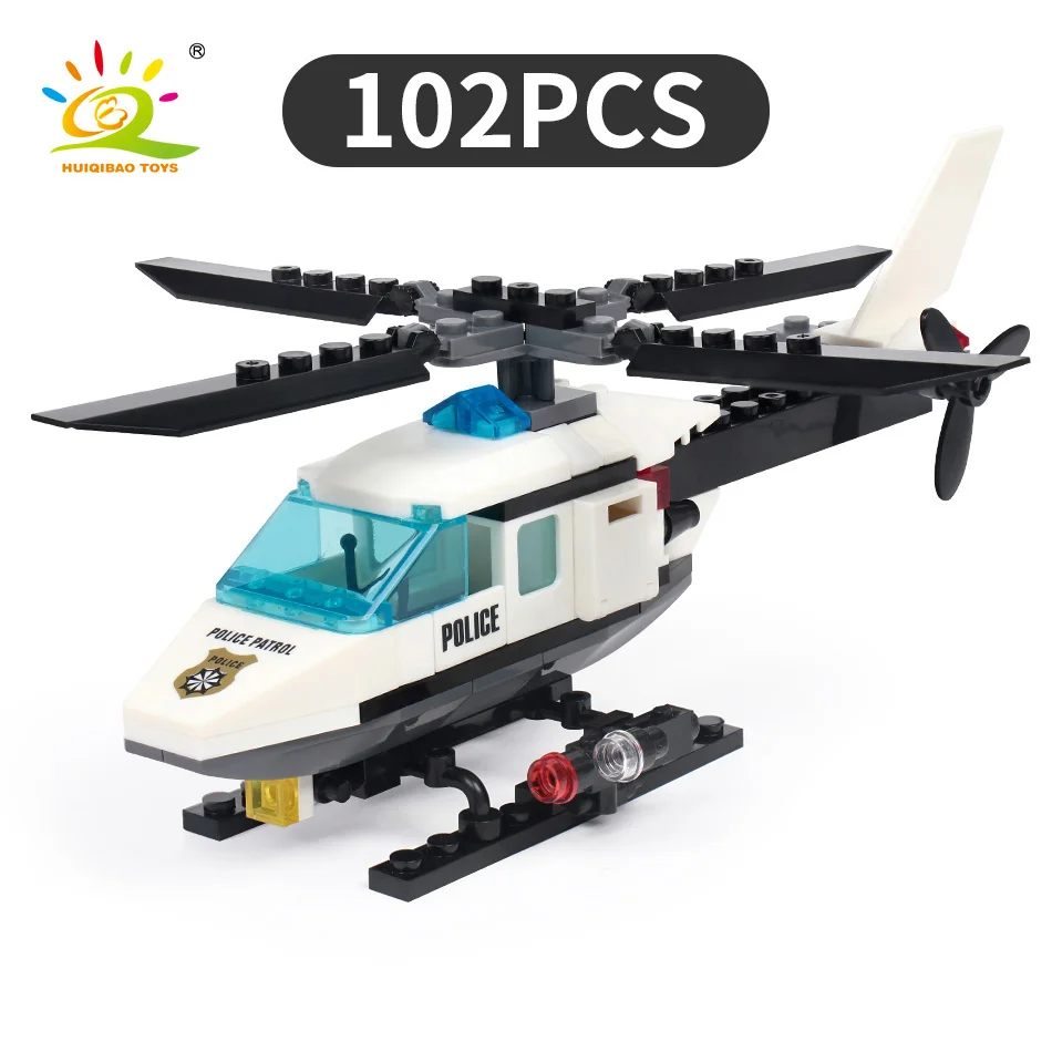 

102pcs DIY Creative Building Blocks Police Helicopter Classic City Police Series Preschool Toys Children's Gifts