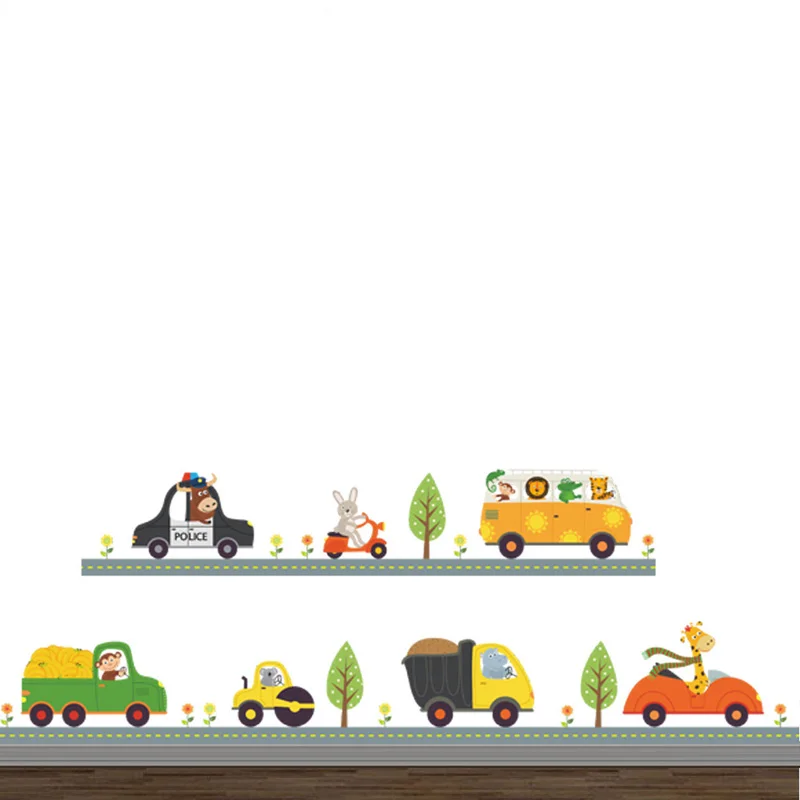 Мультяшные маленькие животные автомобильные настенные Стикеры детская комната