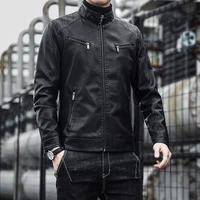 2021 spring and autumn brand mens jacket korean casual mens stand collar slim fitting motorcycle leather jacket pu coat
