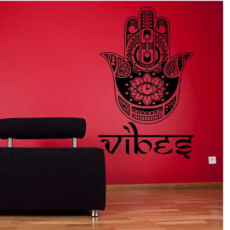 

Pray For Health Symbol Lotus Eye Hamsa Hand Wall Sticker Home Decor Vinyl Removable Self Adhesive Decals