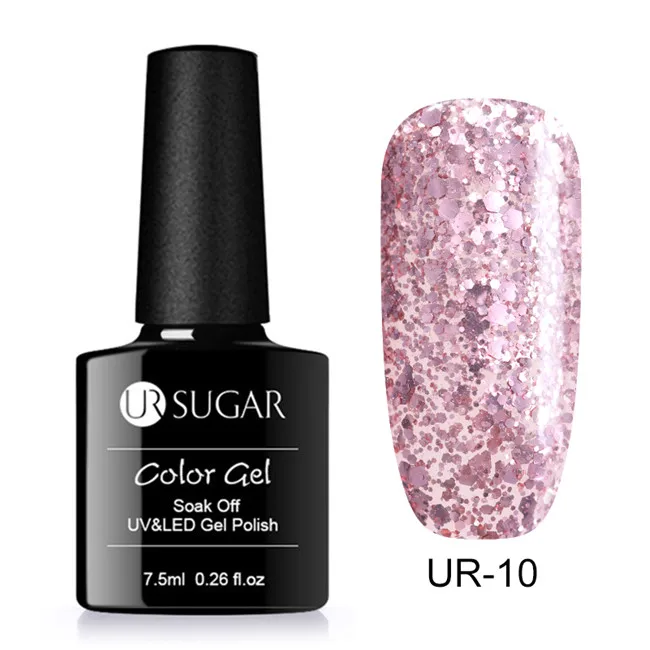 Sequins 10 UR SUGAR 7,5 мл голографический УФ лак для ногтей с блестками лак блестящая Лазерная Блестки УФ гель лак личная гигиена дизайн ногтей маникюрный лак - Цвет: Sequins 10