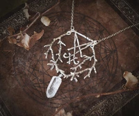 sigil lucifer branch with quartz satan satanic goth gothic occultpendant for witch necklace witchcraft pagan wiccan