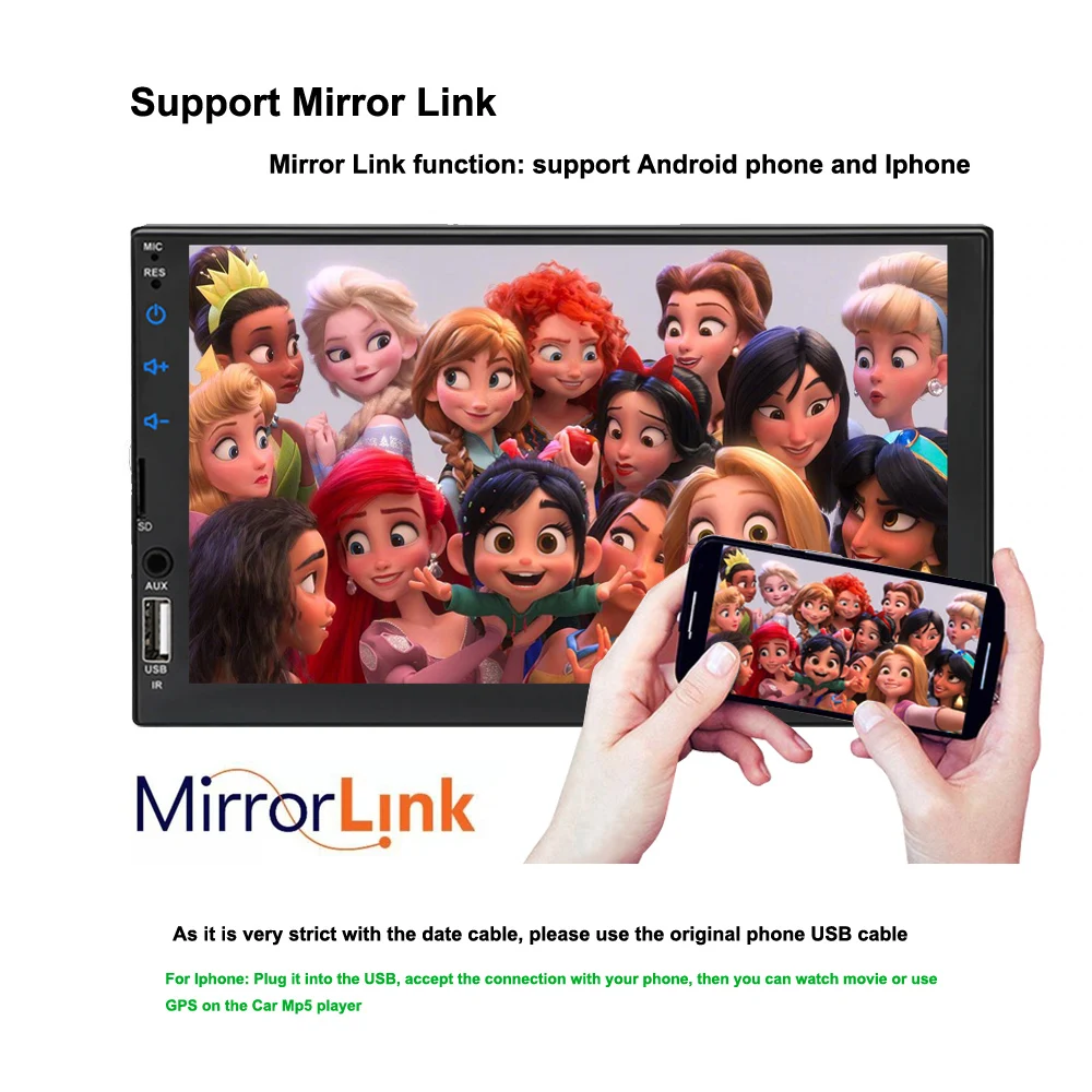 7 ''TFT сенсорный экран автомобильный MP5 плеер с Bluetooth FM радио приемник