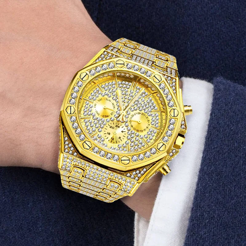 Часы хронограф MISSFOX мужские спортивные водонепроницаемые из нержавеющей стали с