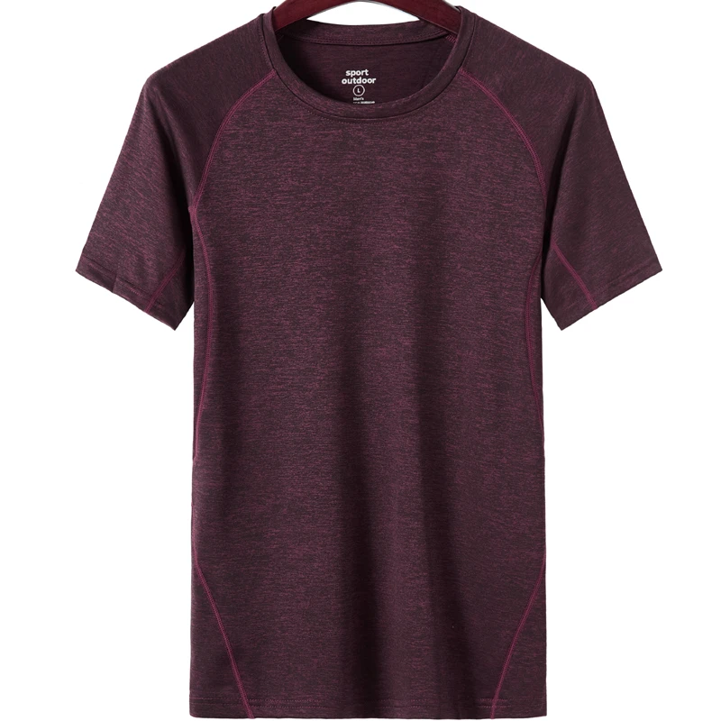 Спортивные футболки для мужчин эластичные Топы с коротким рукавом спортзала