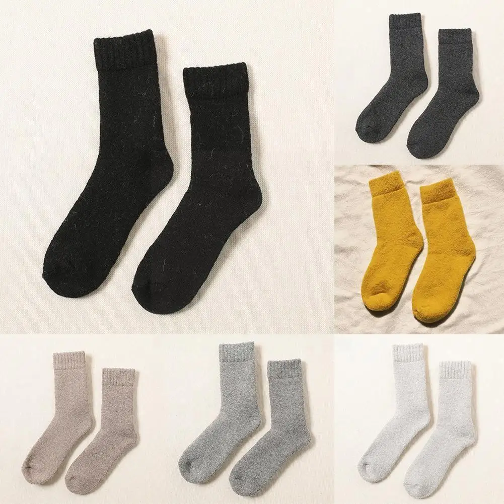 

Мужские, женские, мужские носки с высоким содержанием шерсти, толстые плюшевые теплые цветные кашемировые чулки средней длины U6I5