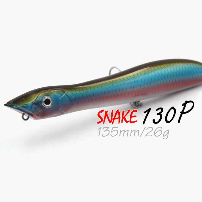Wondershot B01 135MM 26G Snake Head Popper Topwater Floating Sea Bass Pike Bait 1PC Wobbler Fishing lure With Mustad Hooks