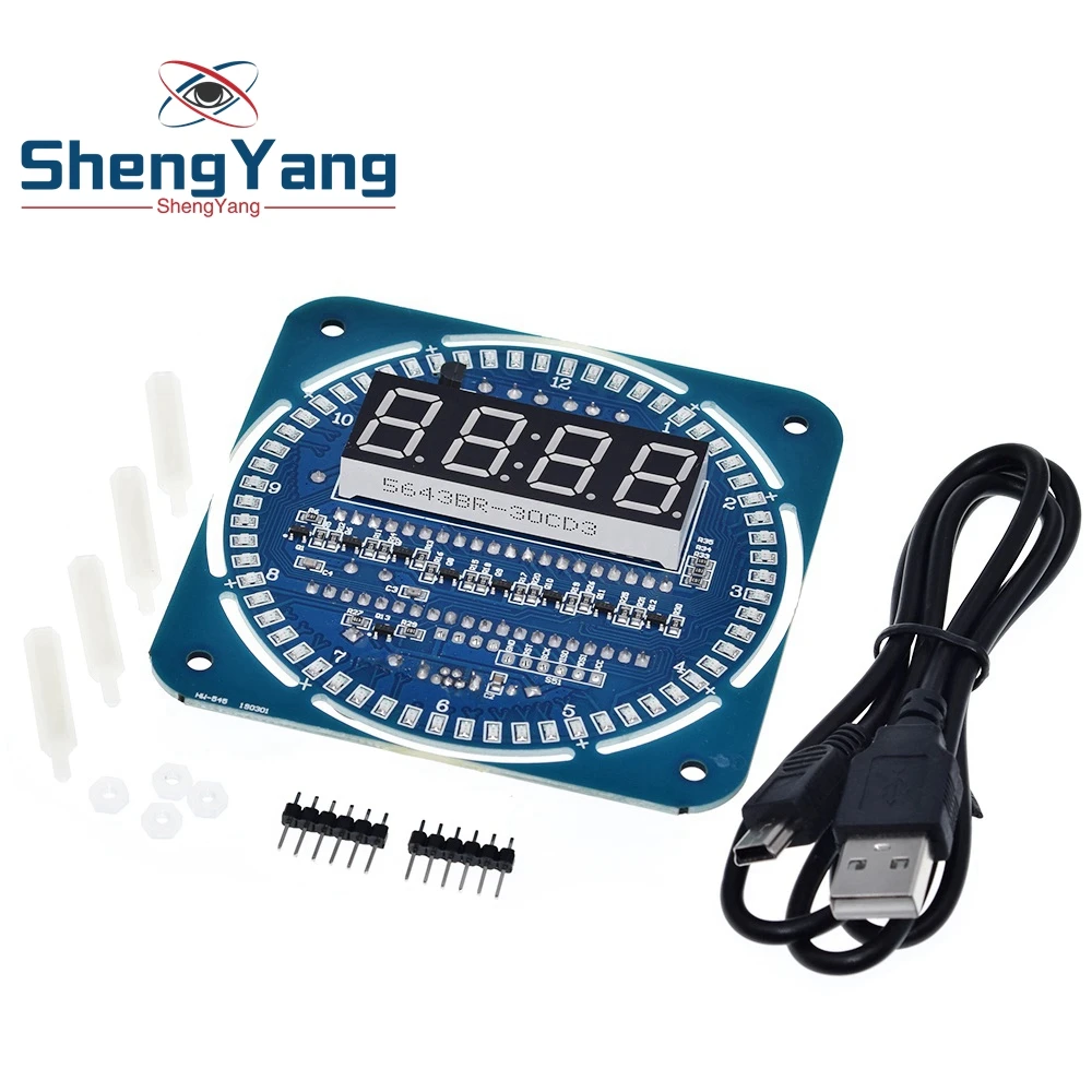 ShengYang 1 шт. светодиодный модуль электронных цифровых часов DS1302 вращающийся светодиодный дисплей 51 SCM обучающая доска