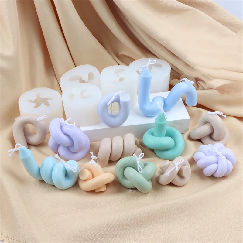 

Unique Twist Tied Knot Silicone Candle Moulds Art Ornament Supplies Resin Epoxy Craft DIY Handmade Scented Soap Making Mould