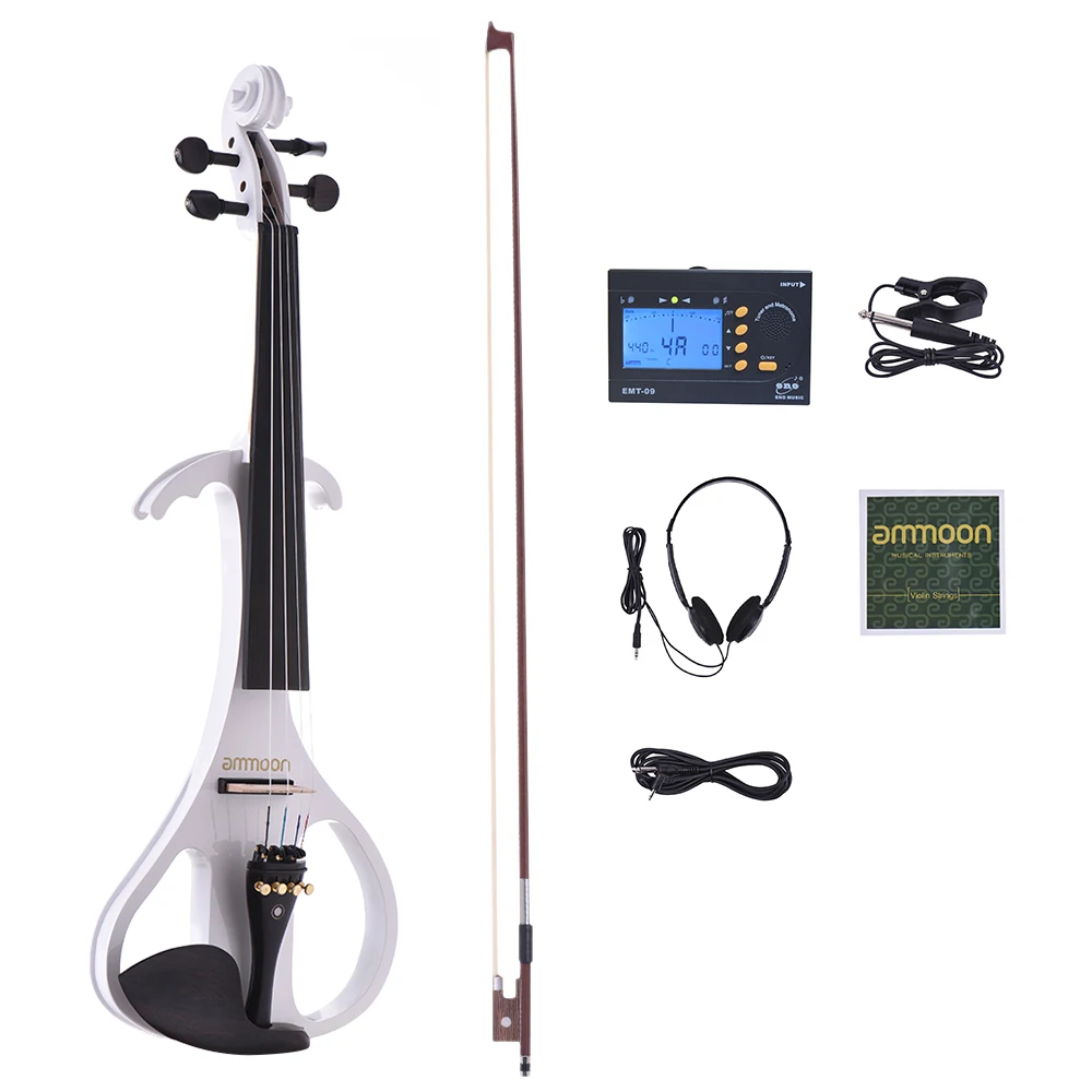 Полноразмерная 4/4 дюймовая Бесшумная электрическая скрипка ammoon кленовый корпус