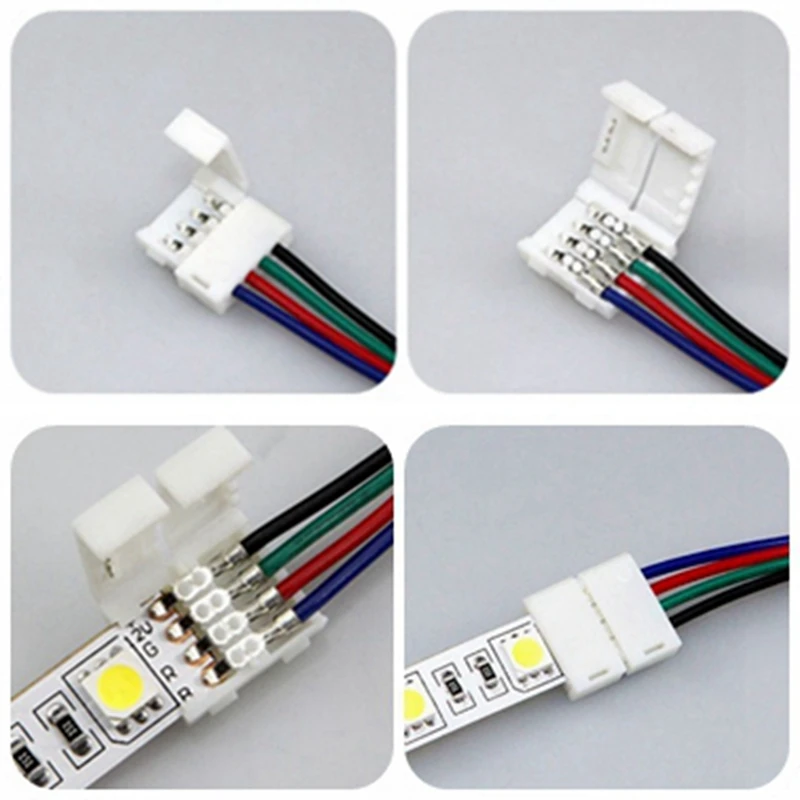 5/10 шт./лот PCB кабель 4 Pin10mm с двойной пряжкой Светодиодные Ленты Разъемы для 5050 2835 RGB
