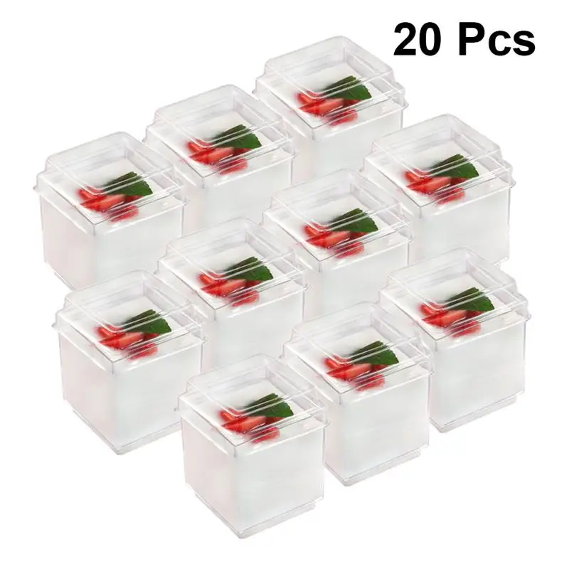 Прозрачная пластиковая чашка для мусса Квадратный Контейнер желе йогурта