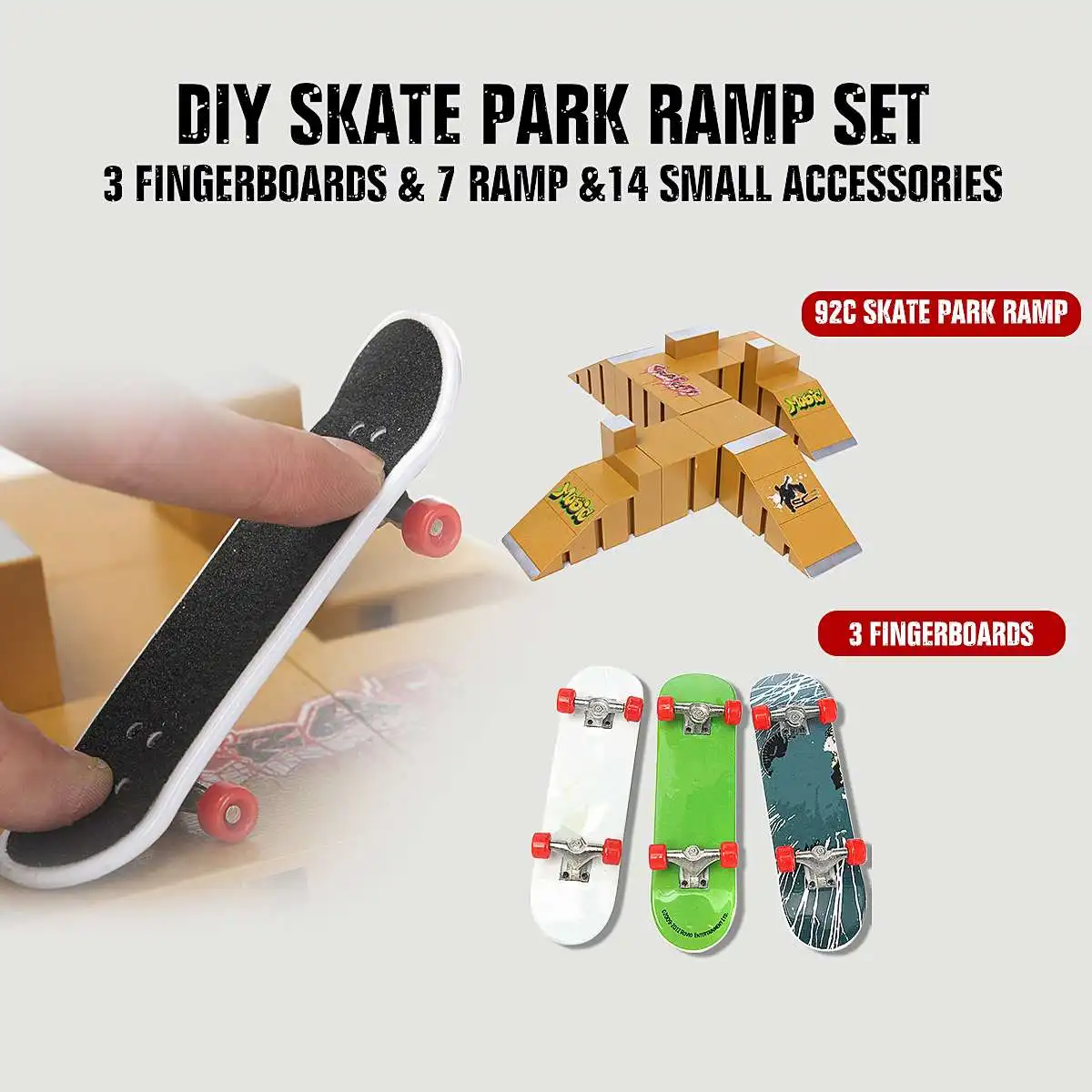 

Skate Park Kit Ramp Parts For Tech Deck Fingerboard Excellent Gift For Extreme Sports Enthusiasts Sport Training 92C