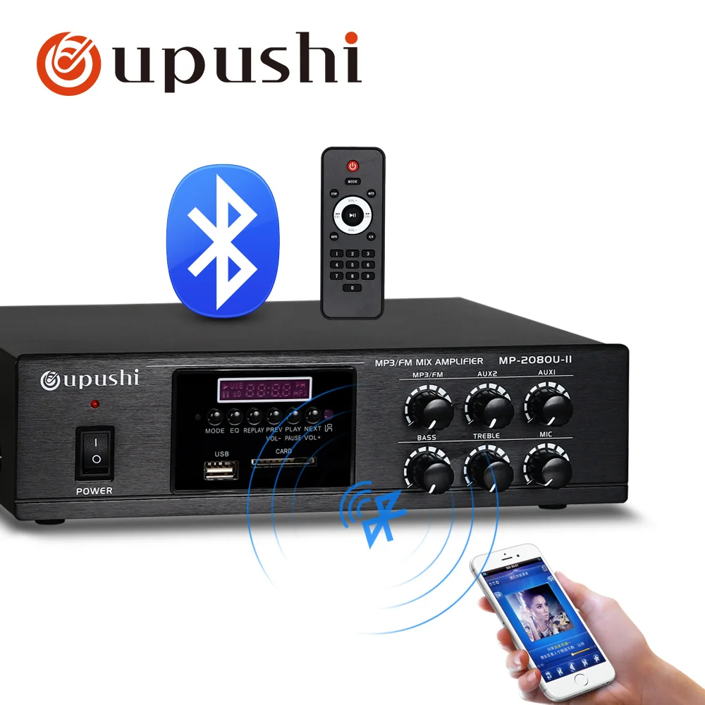 

Oupushi MP2080U+CE802 MINI amplifier with 8 embedded horn Support Blue tooth/USB/SD card Dustproof and waterproof speaker